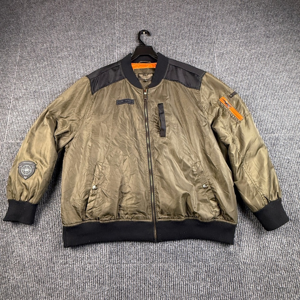 Urban Republic Mens XXL Olive Green Bomber Jacket Flight Outerwear Defense‎ 4632